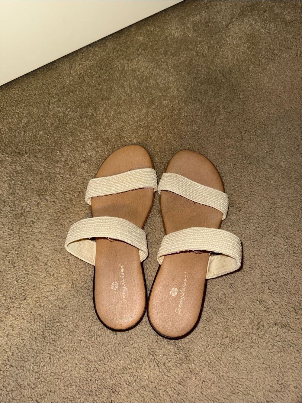 Tommy Bahama Cream Double-Strap Slide Sandals